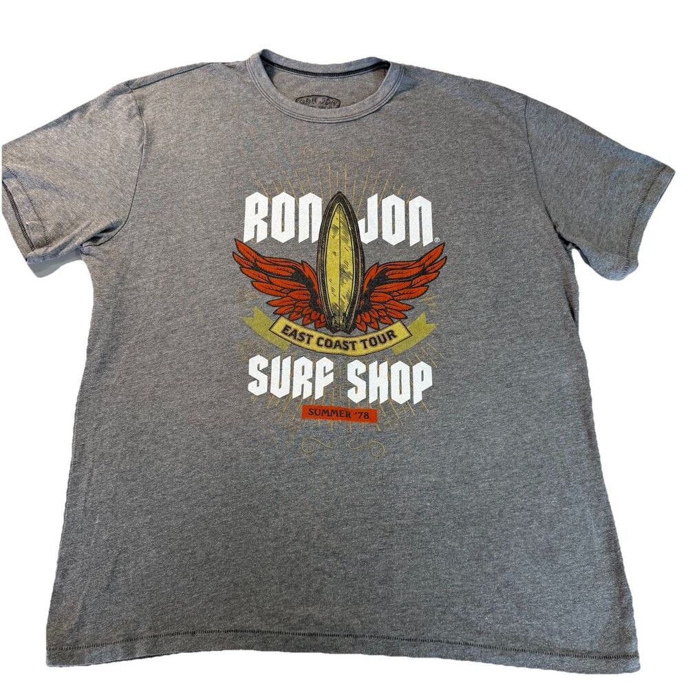 Ron Jon Surf Shop T-Shirt Size XL Gray East Coast Tour 1978  Comfy Tee